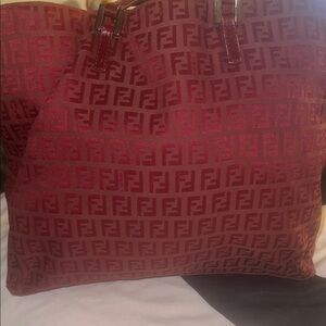 Fendi Burgundy Monogram Tote with a COA